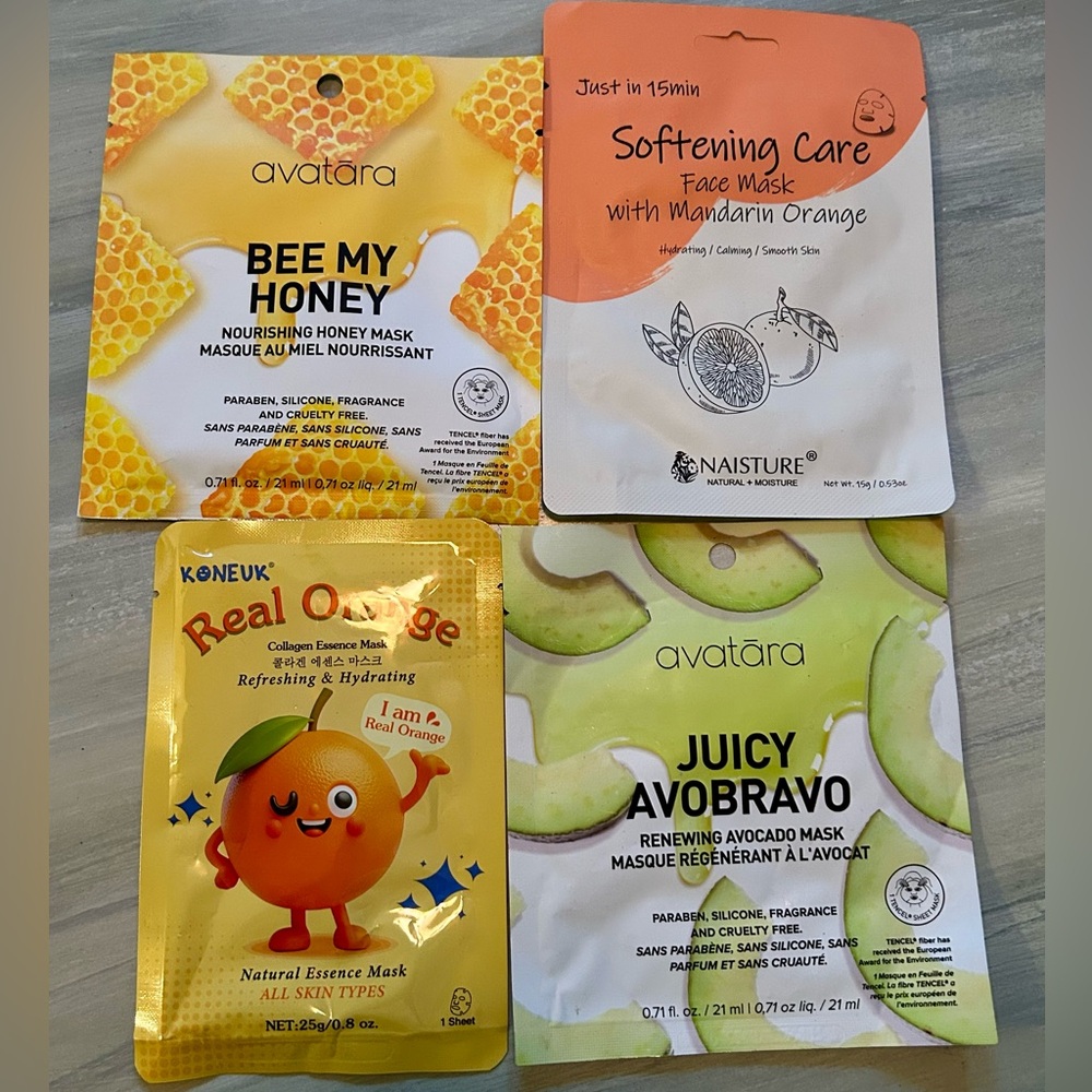 4 Masks Avatara Bee My Honey & Renewing Naisture Softening & Koneuk Essence Mask